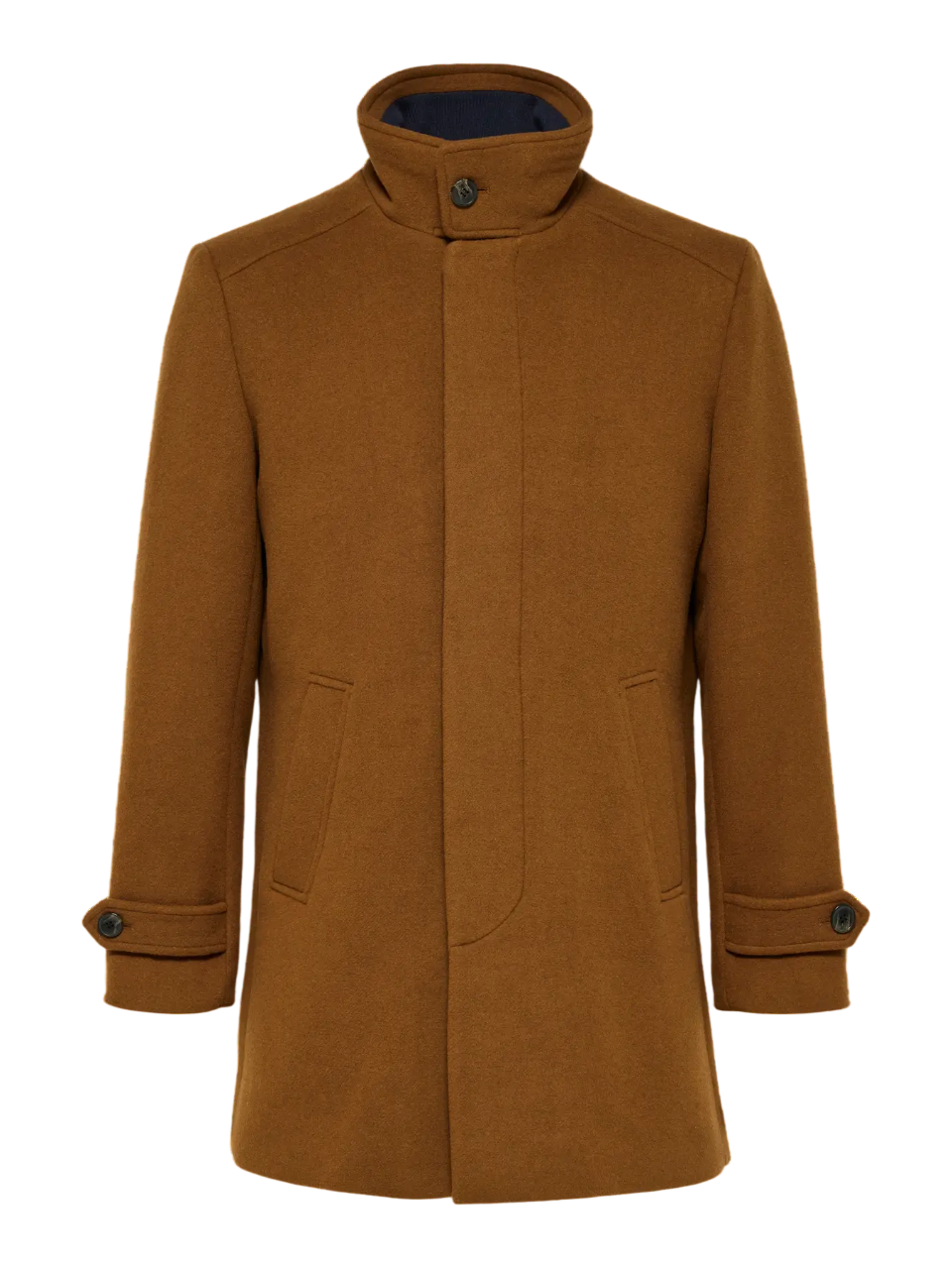Abrigo 3/4 entallado liso Selected Camel