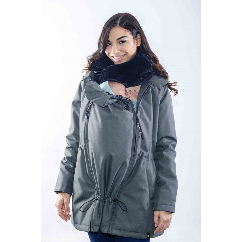 Abrigo de porteo y premamá Wallaby Gris y Negro - Wombat & Co