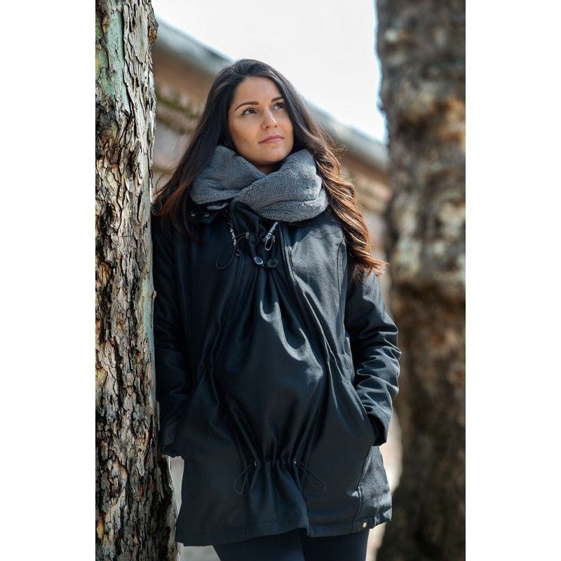 Abrigo de porteo y premamá Wallaby Negro y Gris - Wombat & Co