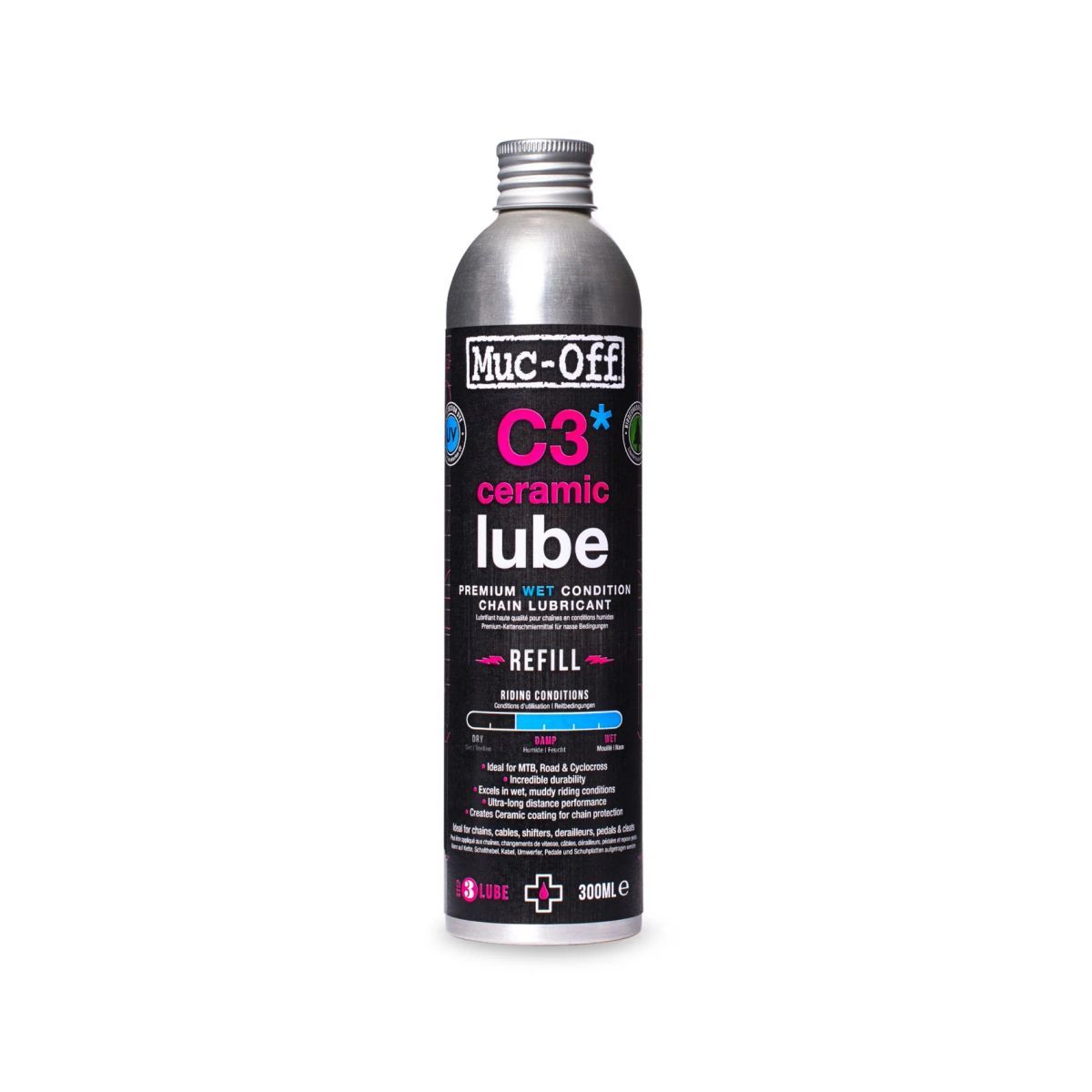 Aceitera Lubricante Muc-Off C3 Cerámico Clima Húmedo 300ml 🚴‍♂️💧 | Máxima Protección y Suavidad 🚀🔧