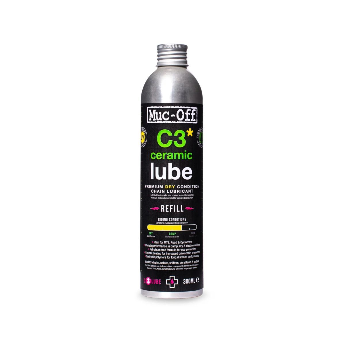 Aceitera Lubricante Muc-Off C3 Cerámico Clima Seco 300 ml 🌞 | Máxima Protección y Suavidad