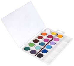 Acuarela JOVI 22 mm colores surtidos + pincel, estuche 18 pastillas