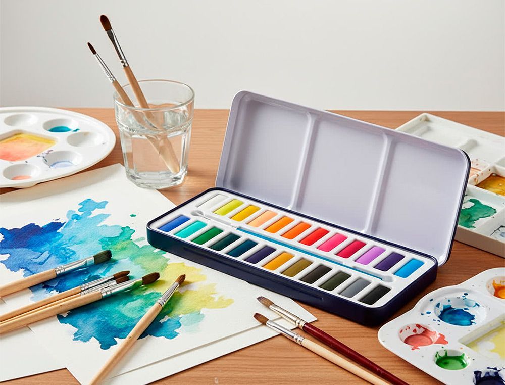 Acuarela liderpapel 24 colores con pincel estuche metalico