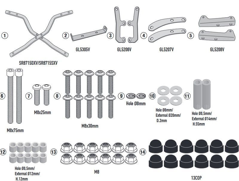 Adaptador baul  leoncino 125 (22>)  para maleta MONOLOCK