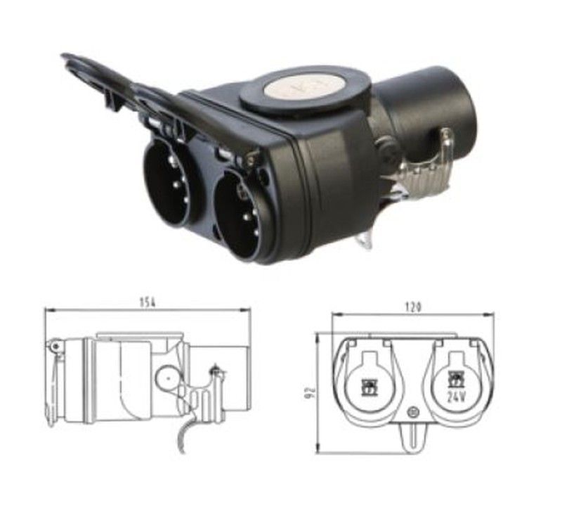 Adaptador Corto 15, 7p/24v   -