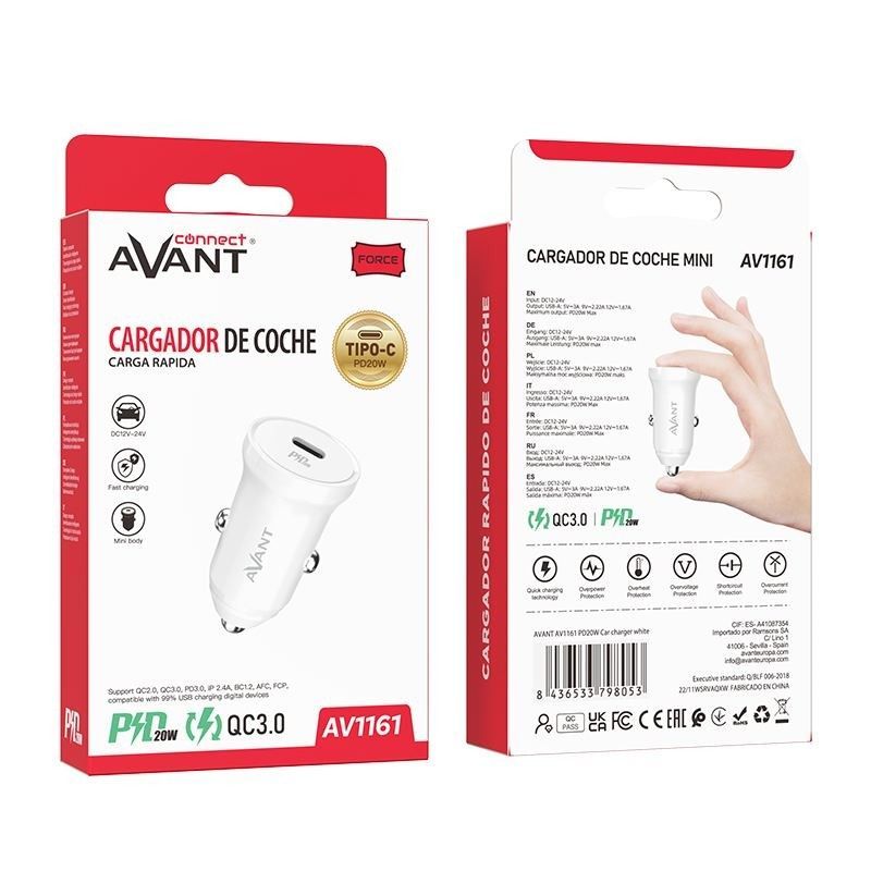 Adaptador De Coche Avant Connect Pd 20W - Carga Rapida