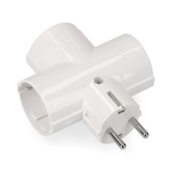 Adaptador Triple 2P+T, 16A 250V~ , Blanco (Retractilado)