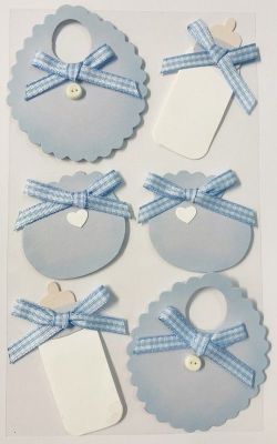 Adhesivo decorativo baberos, patucos y biberón azul - UE