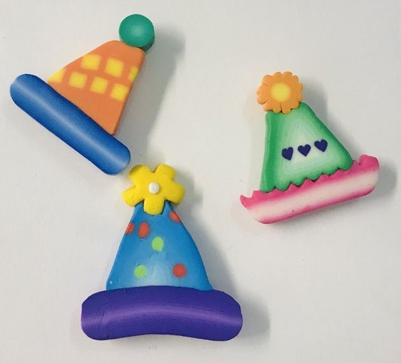 Adhesivo decorativo mini arcilla Gorros Fiesta - UE