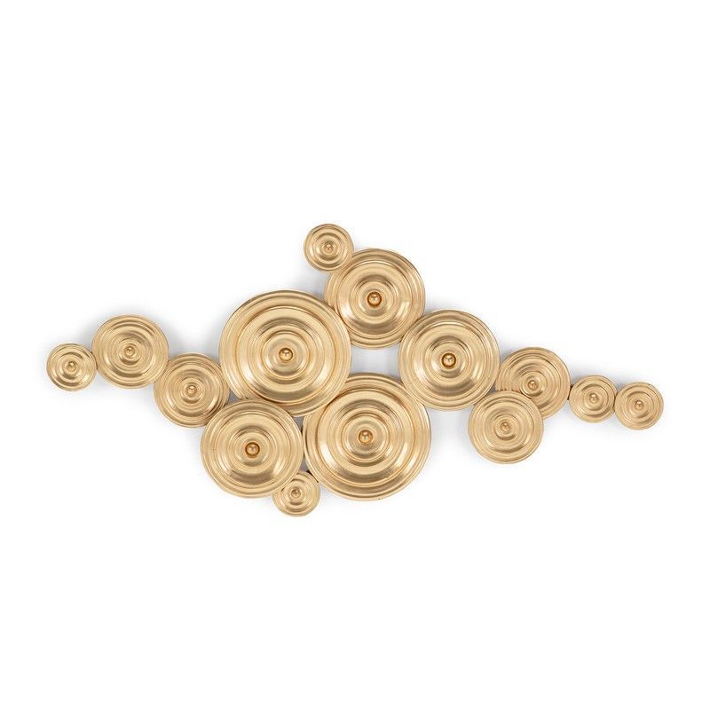 Adorno de pared de madera dorado, 160 x 8 x 80 cm | Circles