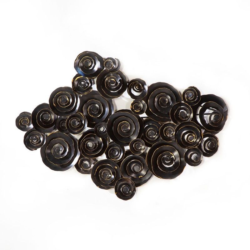 Adorno de pared de metal negro/dorado, 114 x 7 x 81 cm