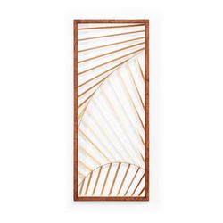 Adorno de pared de pino y metal dorado/natural, 35 x 2 x 86 cm