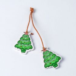 Adorno decorativo Abetos de madera con cordel