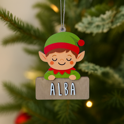 Adorno Elfo Personalizable para Árbol Navidad Madera Vintiun