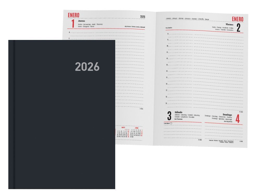 Agenda Paris Día Página 15X21 Negra Cas 2026