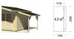 Alero lateral de madera 290 x 144 cm 4.3 m2 la-1529  103168