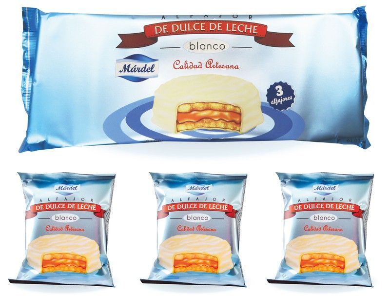 Alfajores Argentinos De Chocolate Blanco Caja 3ds de 50 Grs Mardel