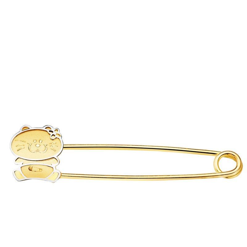 Alfiler Bebe Oro 18kts Bicolor Gatita 4707