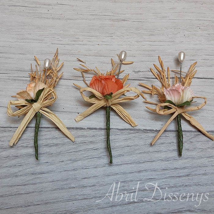 Alfileres boda con flor seca surtidos