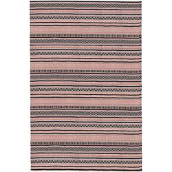 Alfombra de exterior de PET en negro y rosa, 140 x 200 x 1 cm | Alegre
