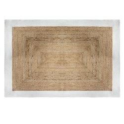 Alfombra de yute y algodón con borde blanco 120X70 cm