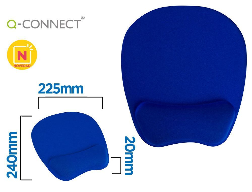 Alfombrilla para raton q-connect con reposamuÑecas ergonomica de gel color azul