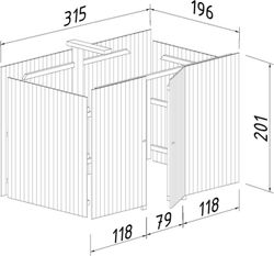 Almacén de madera de madera karl 6.2 m2 315 x 196 cm la-3620 102781