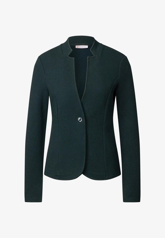 Americana de punto granulado de cuello redondo Street One Hunter Green