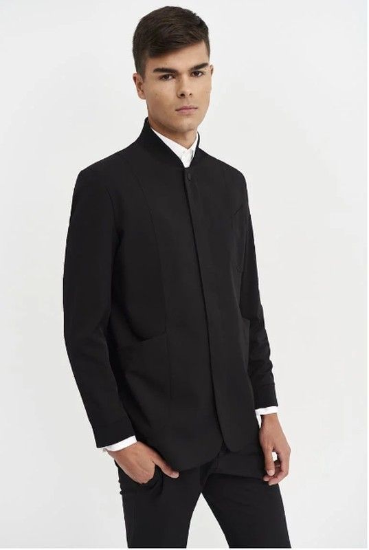 Americana hombre Cuello Rib negro