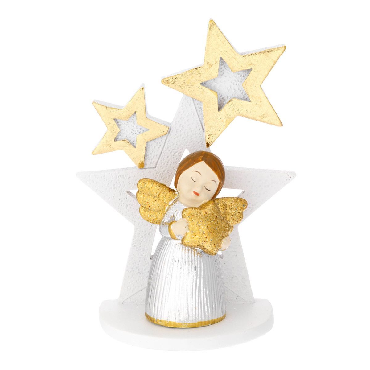 Ángel Navidad Cerámica 8.5cm N8605-02P Estrellas Doradas