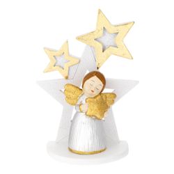 Ángel Navidad Cerámica 8.5cm N8605-02P Estrellas Doradas