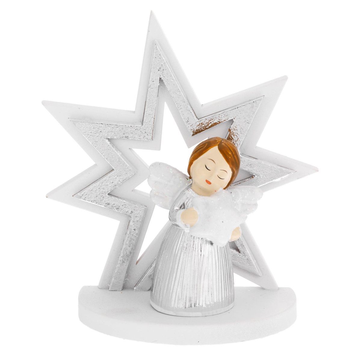 Ángel Navidad Cerámica 8.5cm N8605-03P Árbol Blanco Estrella