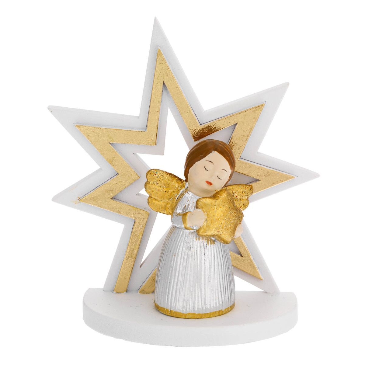 Ángel Navidad Cerámica 8.5cm N8605-04P Árbol Dorado Estrella