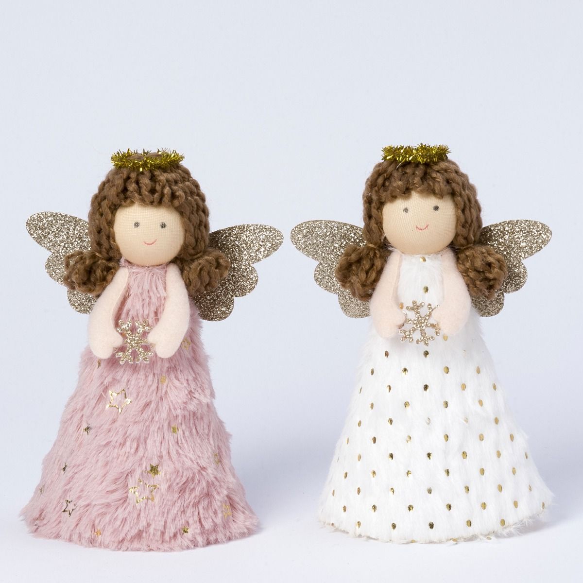 Angelitas corona y alas doradas, vestido largo stdo. 2