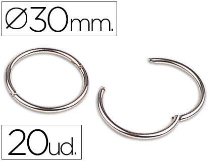 Anillas bisagra liderpapel niqueladas n.2 diametro 25 mm -caja de 20 anillas