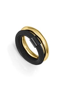 Anillo Acero Dorado Bicolor Negro Viceroy 14347A01610 Doble