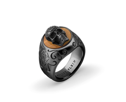 Anillo Acero Negro Hombre Philipp Plein PJNEA05R9 Calavera 3D-Detalles Grabados