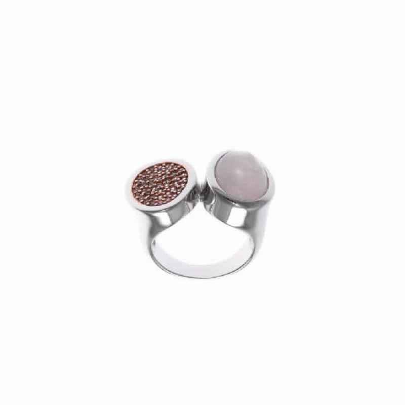 Anillo de Salvatore en plata de ley con cuarzo rosa y circonitas