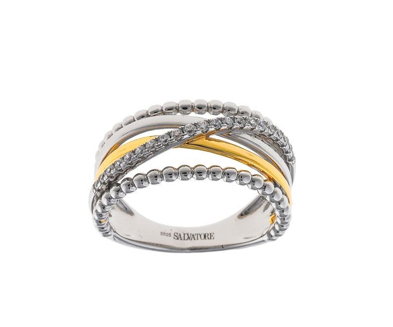 Anillo en plata de ley Lines Combi