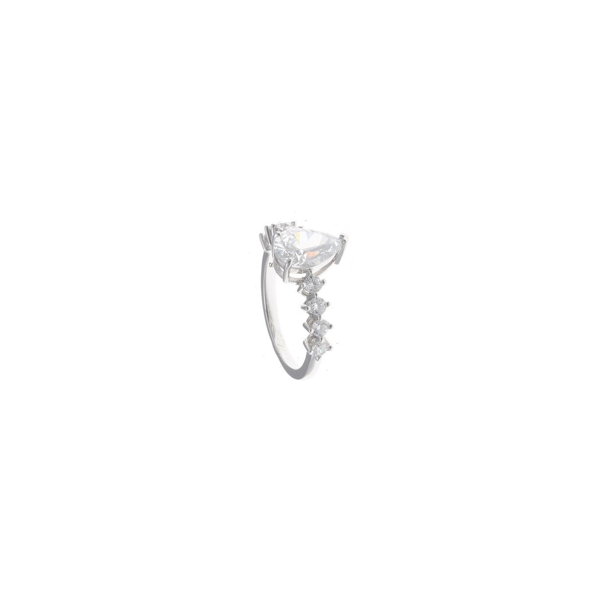 Anillo en plata de ley Tear White