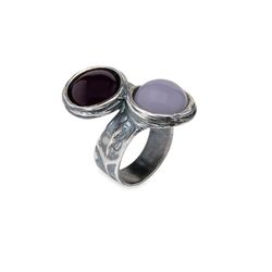 Anillo Frida WR120X anillo Plata de Palo de mujer elaborado a mano en plata de ley con piedras rosa y granate