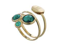 Anillo IPPOCAMPO plata bañada con cristales esmeralda. IPEL298