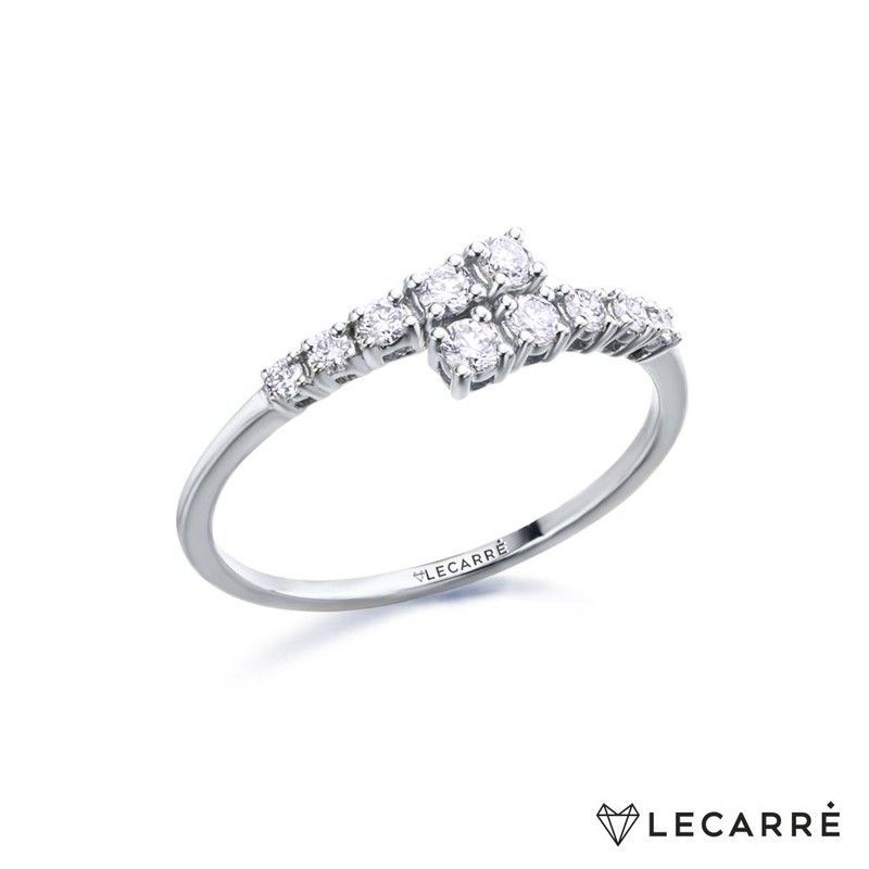 Anillo LECARRE Oro Blanco Cruzado Diamantes. GA098OB-13