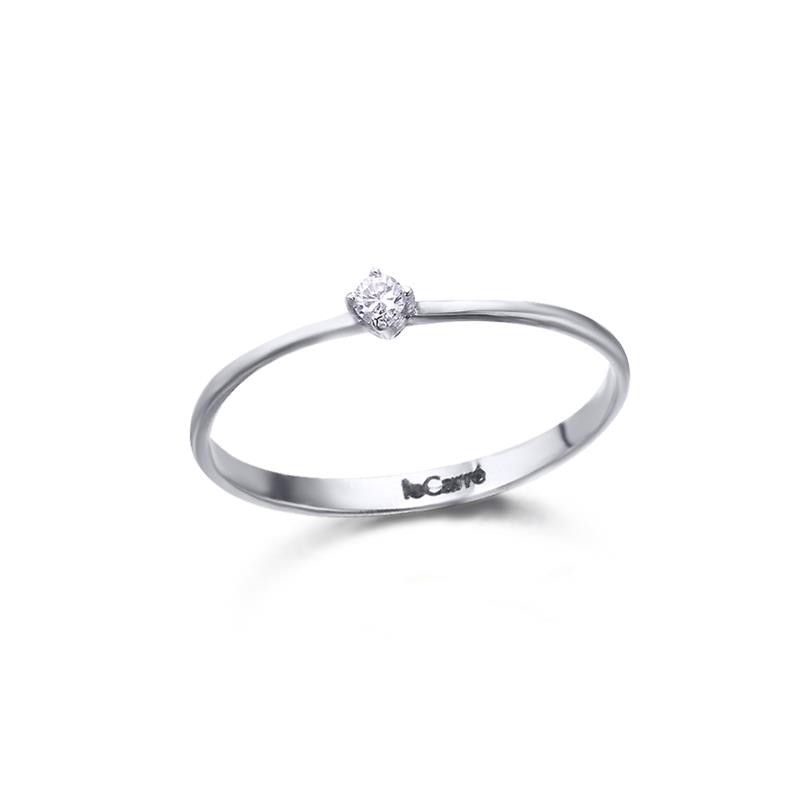 Anillo LECARRE Solitario Oro Blanco y Brillantes. GA008OB-17