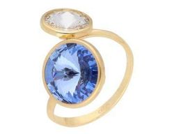 Anillo Liska Plata Dorada LSW3229AN-DLS Cristales Azul Bicolor Blanco