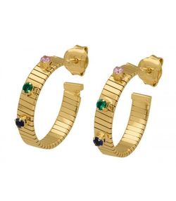 Anillo Liska Plata Dorada LSW4410A-D Cristales Multicolor