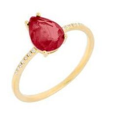Anillo Liska Plata Dorada MED391AN-RD Circonita Gota roja