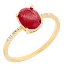 Anillo Liska Plata Dorada MED392AN-RD Circonita Ovalada Roja