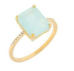 Anillo Liska Plata Dorada MED393AN-AD Circonita Cuadrada Azul Turquesa