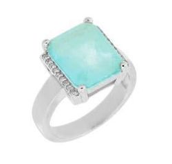Anillo Liska Plata MED388AN-A Circonita Cuadrada Azul